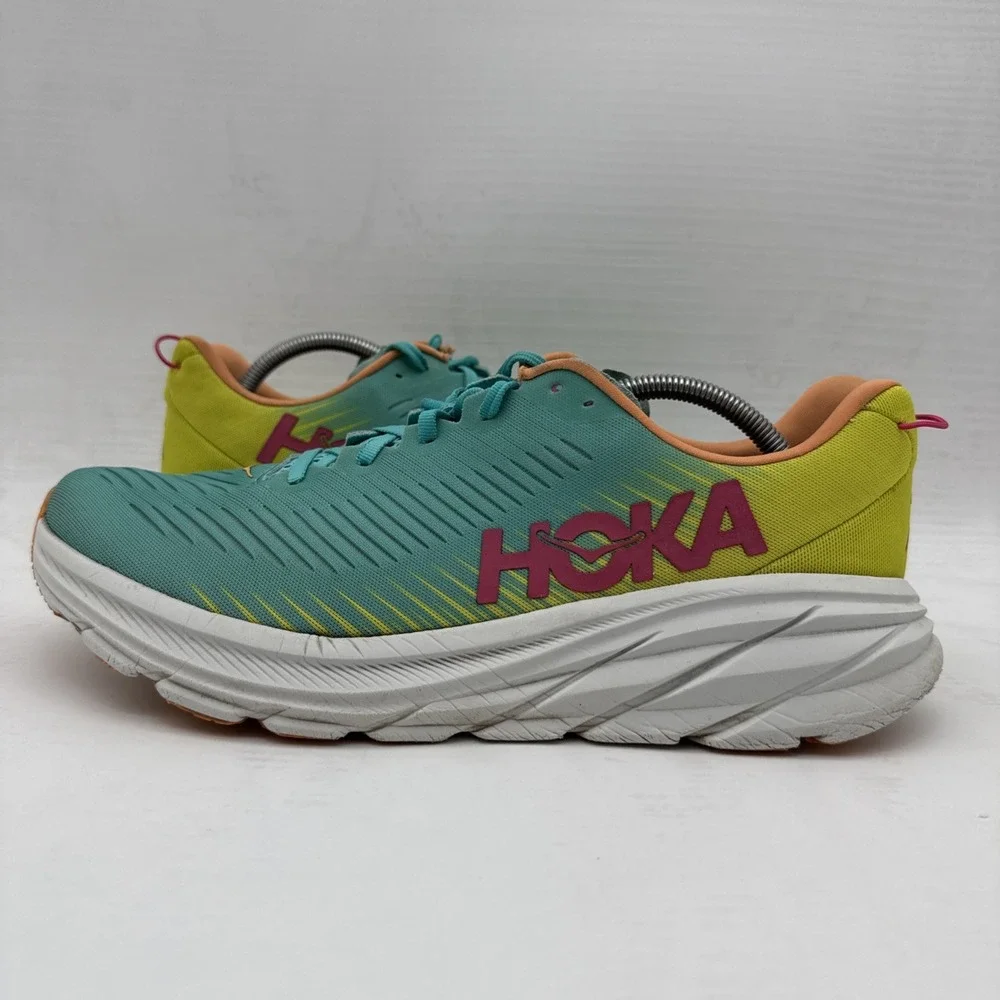 Hoka One One Rincon 3 Mens 11.5D Shoes Green Yellow Running Sneaker 1119395 CEPR - Picture 1 of 16